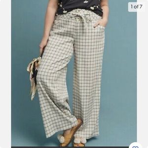 Anthropologie Wide Leg Windowpane trousers